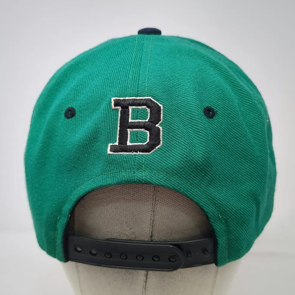 Premium Headwear Snapback Green Black White One Size Hat Boston B Logo Flat Bill